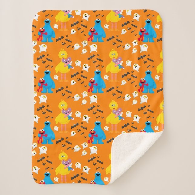 Couverture Sherpa Sesame Street Halloween chauves-souris et fantômes (Devant)