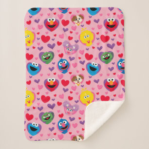 Couverture Sherpa Sesame Street Valentine Hearts Motif