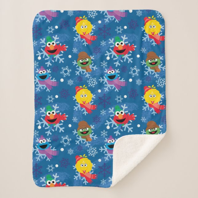 Couverture Sherpa Sesame Street Winter Snowflake Motif (Devant)