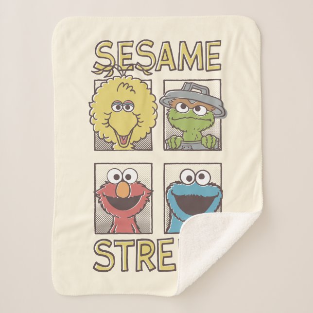 Couverture Sherpa Sesame StreetVintage Caractère Comique (Devant)