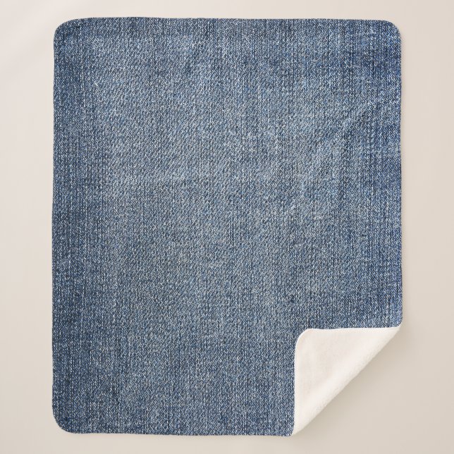 Couverture Sherpa Shabby denim : texture de jean bleu (Devant)