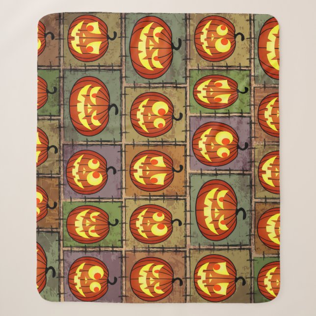 Couverture Sherpa Shabby Halloween, arrière - plan vintage. (Devant)
