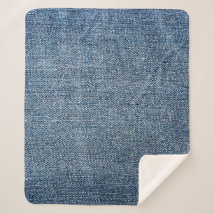 Couverture Sherpa Shabby texture denim pour arrière - plan. Jeans b