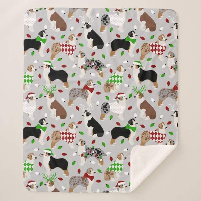 Couverture Sherpa Shepherd australien de Noël Sherpa Blanket (Devant)