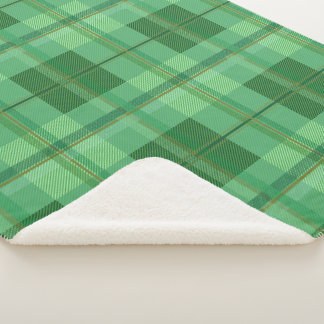 Couverture Sherpa Sherpa à carreaux dorés olive terreux esthétique