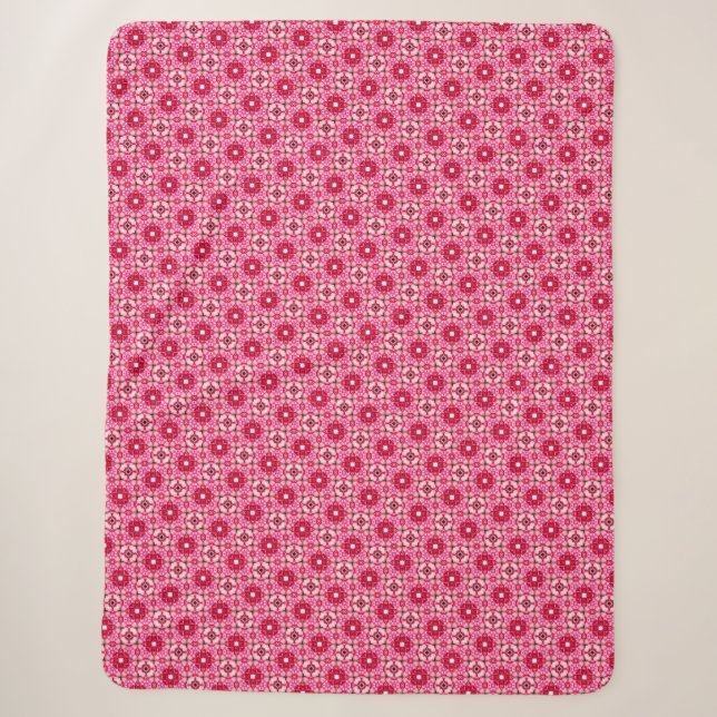 Couverture Sherpa Sherpa Blanket à fleurs rose et rouge (Devant)