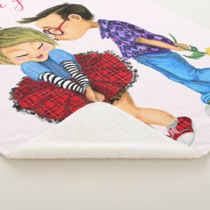 Couverture Sherpa Sherpa Blanket avec Couple Love - I Love You