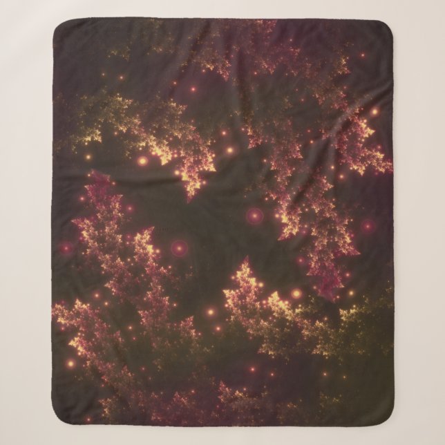 Couverture Sherpa Sherpa Blanket Fractal Feuille Red Glow (Devant)