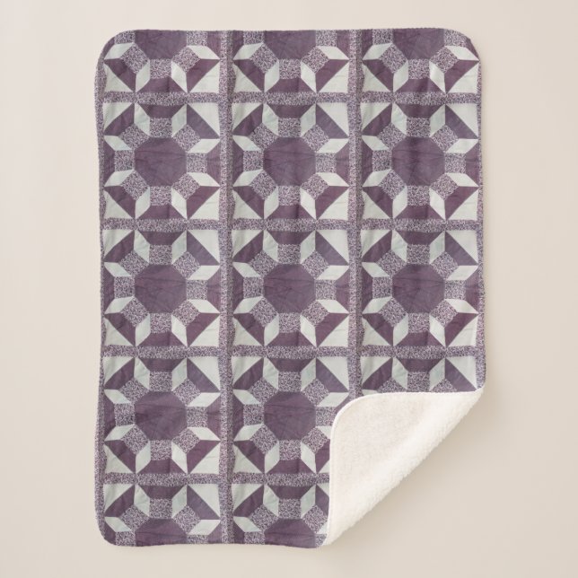 Couverture Sherpa Sherpa Blanket - Motif de courtepointe violet (Devant)