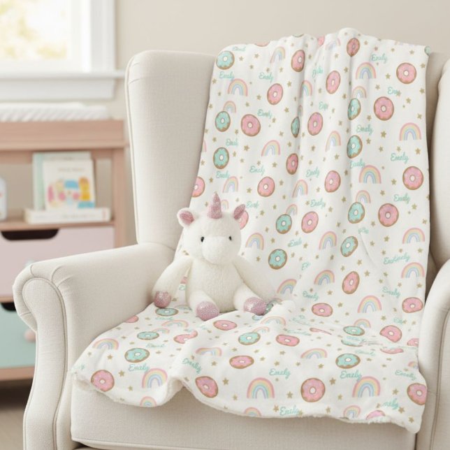 Couverture Sherpa Sherpa Blanket Personalized Donut Rainbow Pattern (Créateur téléchargé)
