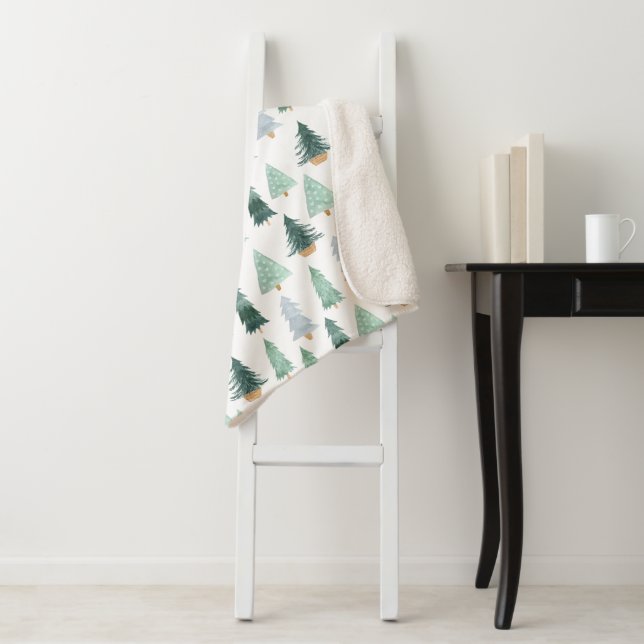 Couverture Sherpa Sherpa Blanket (Small) - Christmas Trees Pattern (En situation)