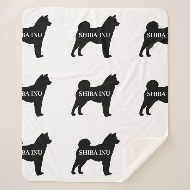 Couverture Sherpa Shiba Inu nom silo noir (Devant)