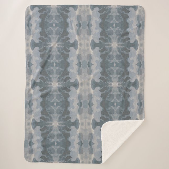 Couverture Sherpa  Shibori côtier Océan Blues et Sable apaisés       (Devant)