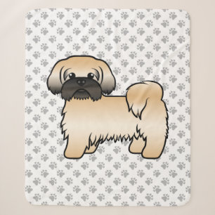 Couverture Sherpa Shih Tzu de dessin animé mignon doré avec un masqu