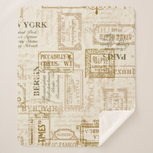 Couverture Sherpa signalisation vintage motif transparent dans le co