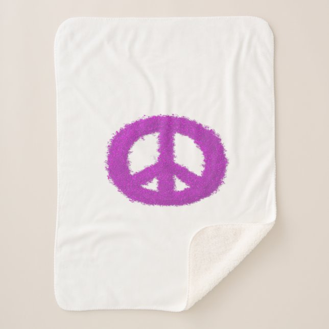Couverture Sherpa Signe de Paix Violet  (Devant)