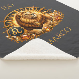 Couverture Sherpa Signe du zodiaque Lion Personnalisé