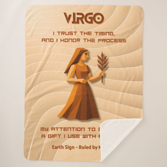 Couverture Sherpa Signe du zodiaque Vierge Design d'astrologie 3D mo (Devant)