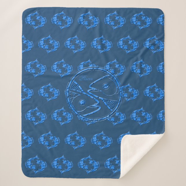 Couverture Sherpa Signe Horoscope Zodiac Motif étoile bleue Pisces (Devant)