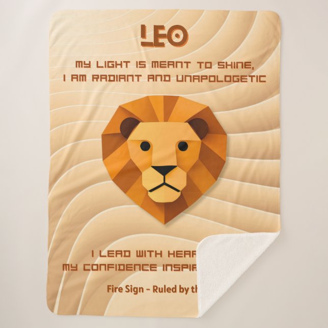 Couverture Sherpa Signe Zodiaque Lion Design Astrologie Moderne 3D (Devant)