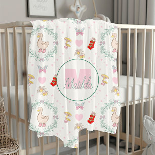 Couverture Sherpa Silencieux Goose Thème Jolie Oie rose Monogramme