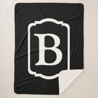 Couverture Sherpa Simple Black and White Framed Monogram