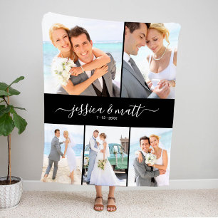 Couverture Sherpa Simple Cinq-Photos avec Noms et Date