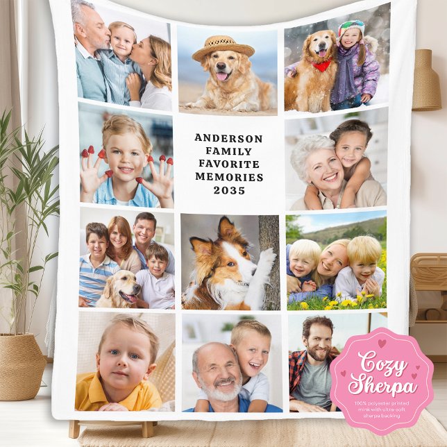 Couverture Sherpa Simple Collage de 12 Photos Mignon et Élégant pour (Créateur téléchargé)