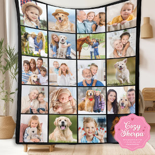 Couverture Sherpa Simple Collage Photo 20 Photos Personnalisé Famill