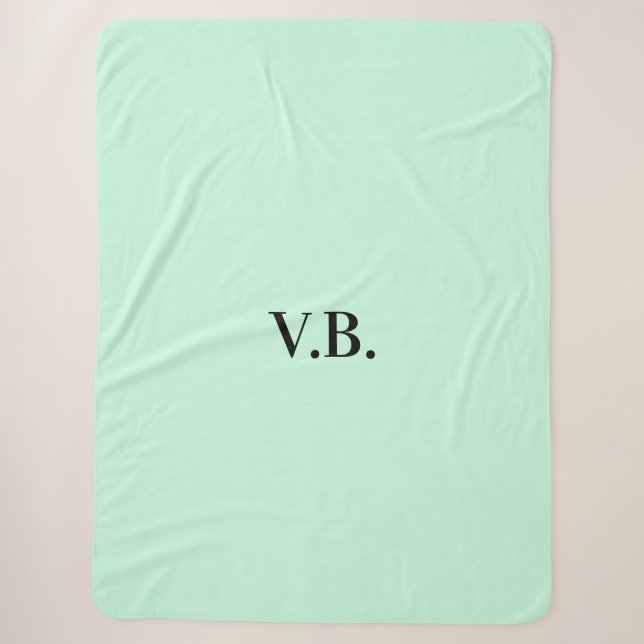 Couverture Sherpa Simple couleur unie ajouter nom texte monogramme (Devant)