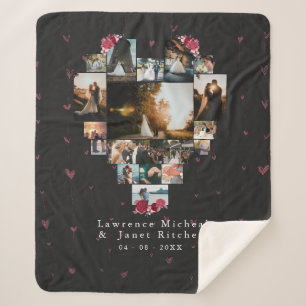 Couverture Sherpa Simple Custom 18 Coeur photo en forme pour elle