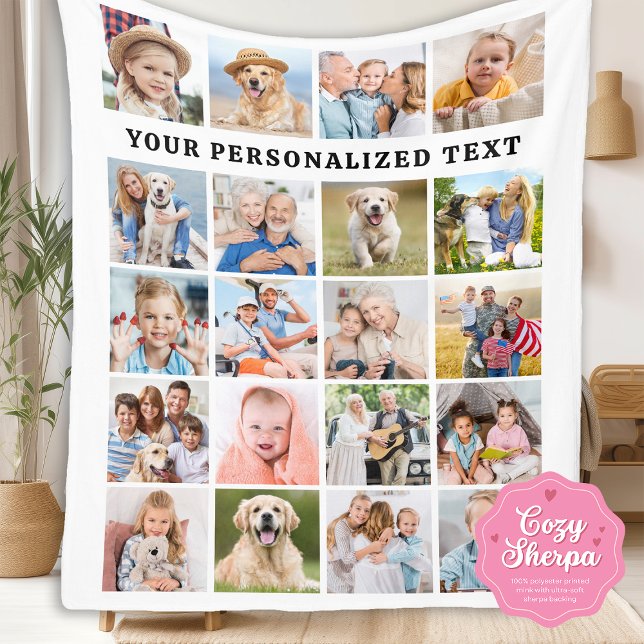 Couverture Sherpa Simple Family 20 Custom Photos Collage Birthday  (Créateur téléchargé)
