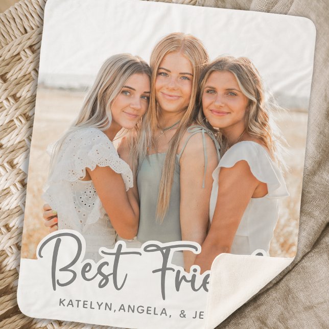 Couverture Sherpa Simple moderne Best Friends Photo personnalisée (Créateur téléchargé)