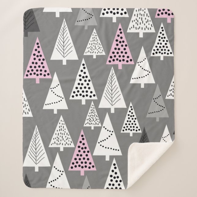 Couverture Sherpa Simple motif de Noël. gris et blanc Abstrait  (Devant)