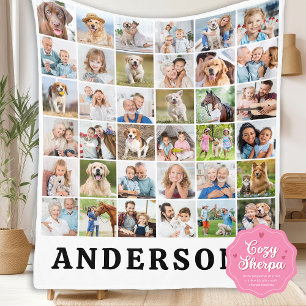 Couverture Sherpa Simple Personnalisé 36 Photos Collage Mignonne Fam