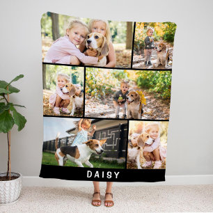 Couverture Sherpa Simple Six-Photo avec nom d'animal de compagnie 