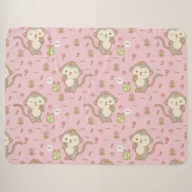 Couverture Sherpa Singe et Grenouilles (Devant (Horizontal))