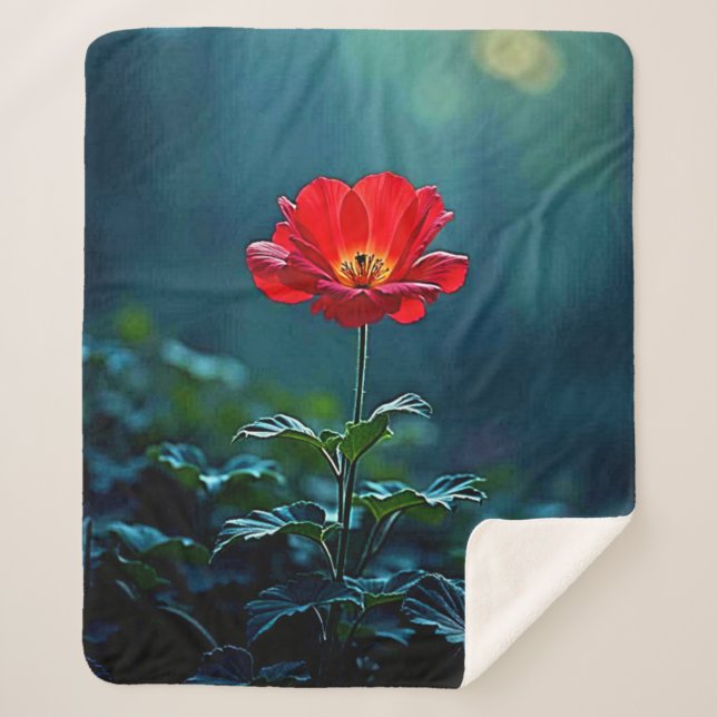 Couverture Sherpa Single Red Bloom Focus Design (Devant)