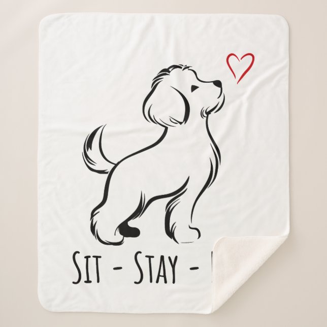 Couverture Sherpa Sit-Stay-Love Bichon (Devant)