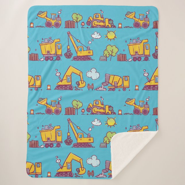 Couverture Sherpa Site de construction pour enfants et véhicule (Devant)