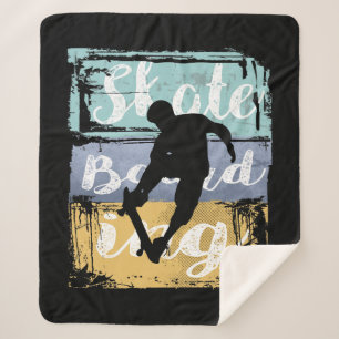 Couverture Sherpa Skateboard Tee - Retro Vintage Skateboarder