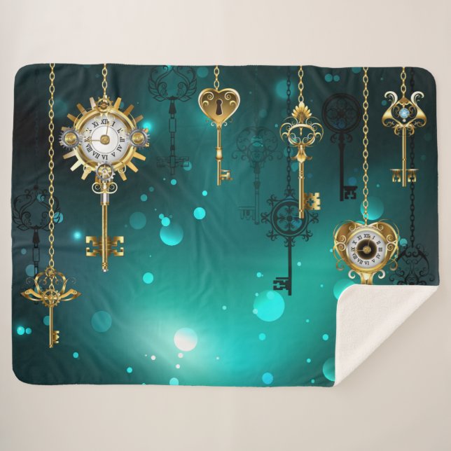 Couverture Sherpa Skeleton Keys on Green Background (Devant (Horizontal))