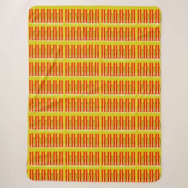 Couverture Sherpa Skis rouge sur jaune (Devant)