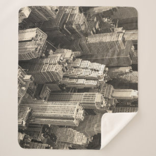 Couverture Sherpa Skyline de Manhattan, aérien noir et blanc.