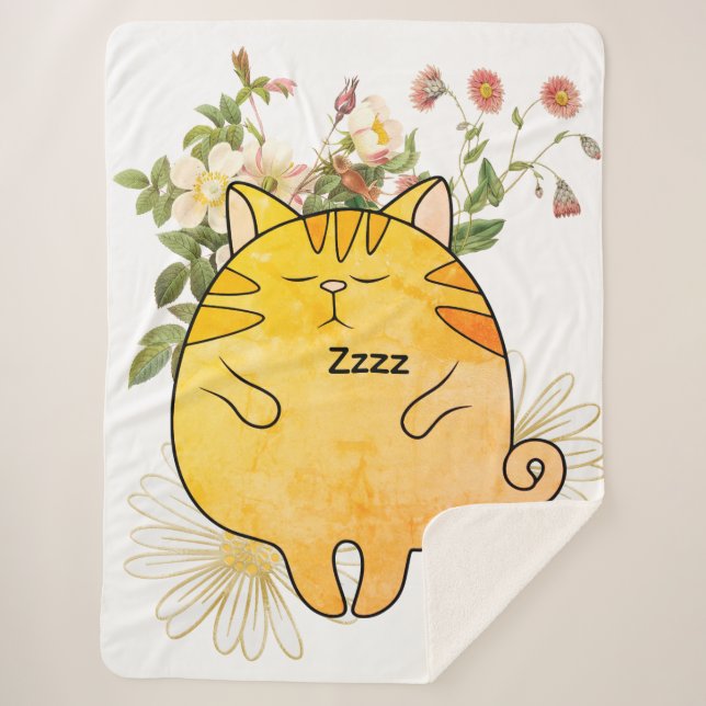 Couverture Sherpa Sleepy Ginger Cat (Devant)