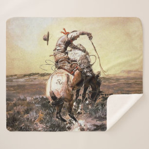 Couverture Sherpa « Slick Rider » Art occidental de Charles M Russel