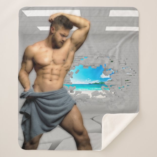 Couverture Sherpa SlipperyJoe's Man serviette brisée mur de brique b (Devant)