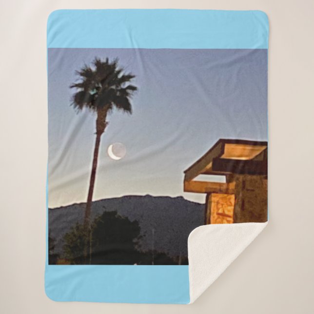 Couverture Sherpa Slivered Moon 🌙 And Palm Tree 🌴  (Devant)