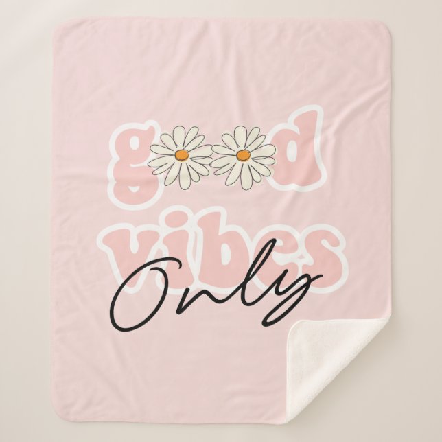 Couverture Sherpa Slogan hippie des années 70 de Good Vibes (Devant)