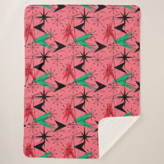 Couverture Sherpa Snazzy Mid-Century Moderne Orange Aqua Atomic